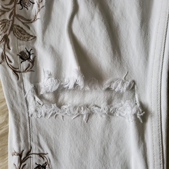 Free People One Teaspoon Lola Awesome Baggies Jeans White Distressed Size 28 - Picture 8 of 15